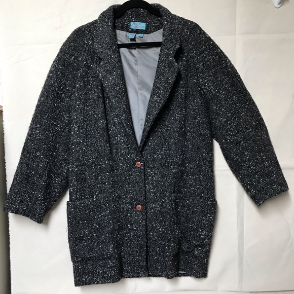 Album by Kenzo Sz Medium coat grey wool tweed nubby fabric Excellent condition